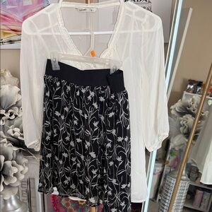 Stylish Black and White Floral Mini Skirt & top